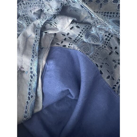 Vintage 60’s Handmade Navy Blue Eyelet Skirt Top Set - Picture 12 of 13